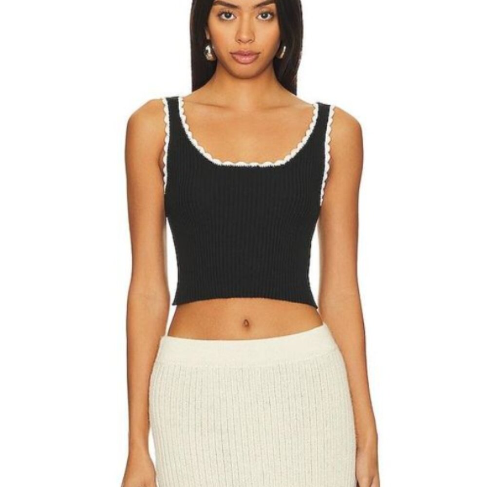 Revolve Ayni Women's Puquy Tank Top Size Small Black & Ivory